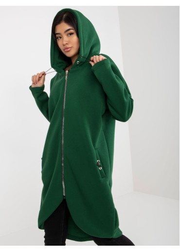 Tmavozelená predĺžená mikina