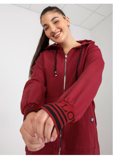 Bordovo červená mikina s kapucňou