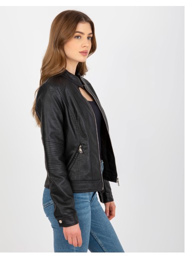 Čierna koženková bunda