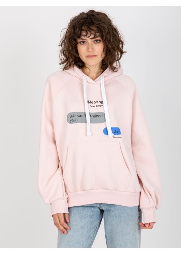 Púdrovo ružová mikina s kapucňou