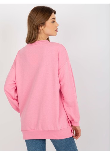 Ružová predĺžená mikina
