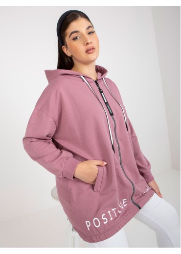 Tmavopúdrovo ružová mikina s kapucňou