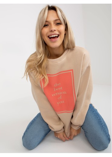 Béžovo hnedá mikina s potlačou