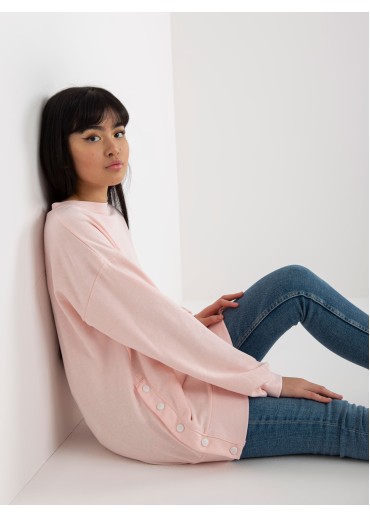 Púdrovo ružová predĺžená mikina