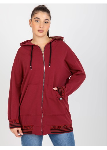 Bordovo červená mikina s kapucňou
