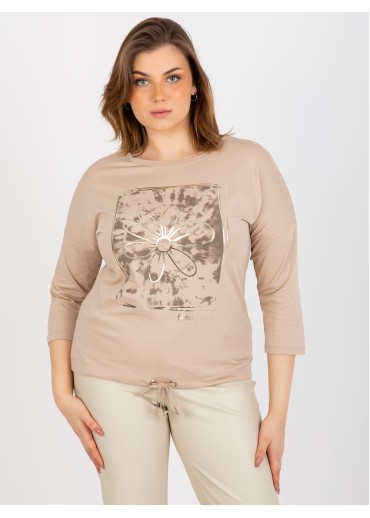 Béžovo hnedé tričko s potlačou