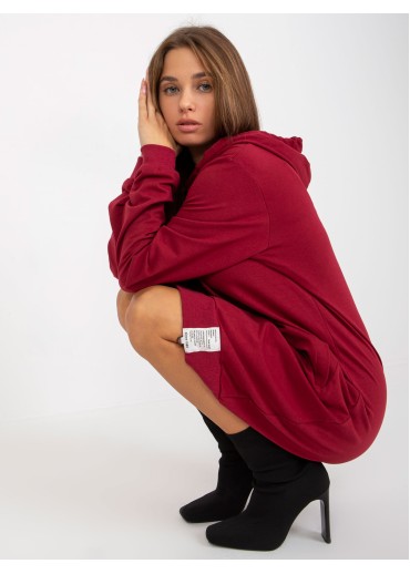 Bordovo červená mikinová tunika