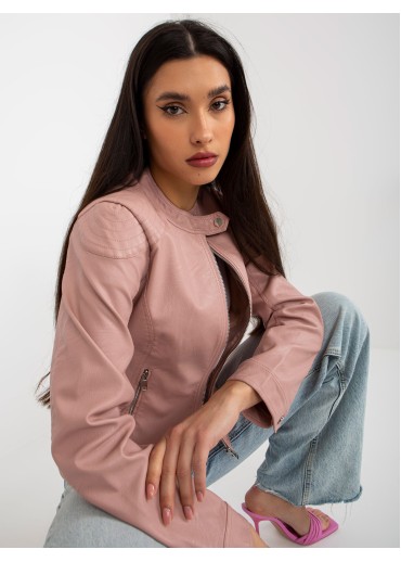 Púdrovo ružová koženková bunda