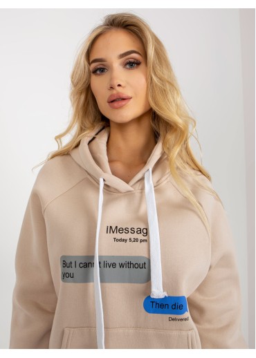Béžovo hnedá mikina s kapucňou