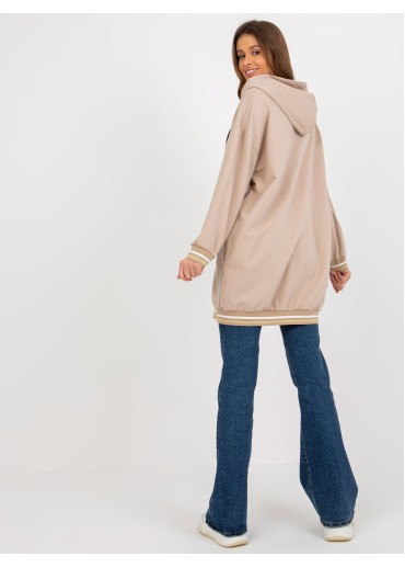 Béžovo hnedá predĺžená mikina