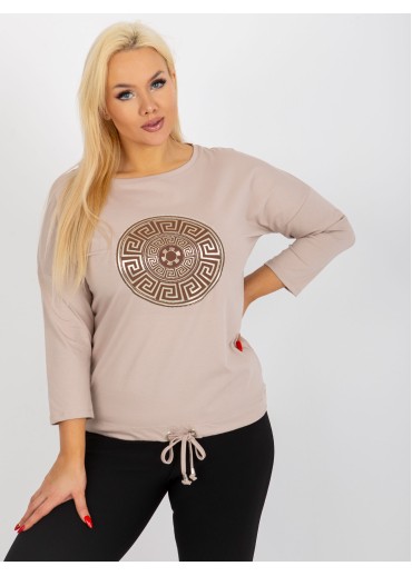 Béžovo hnedé tričko s potlačou