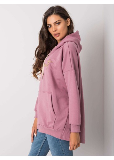 Tmavopúdrovo ružová mikina s kapucňou