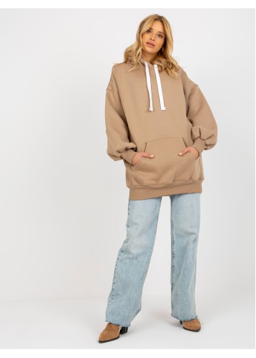 Béžovo hnedá predĺžená mikina
