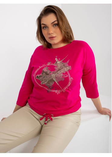 Fuchsiovo ružové tričko s potlačou vážka