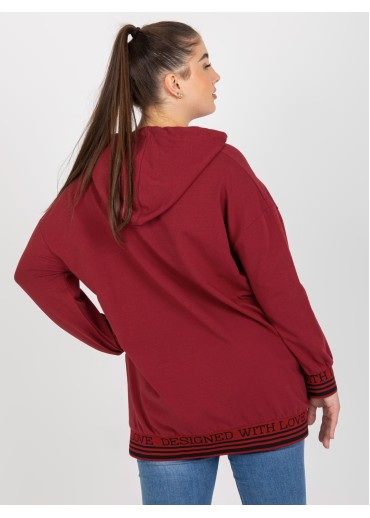 Bordovo červená mikina s kapucňou
