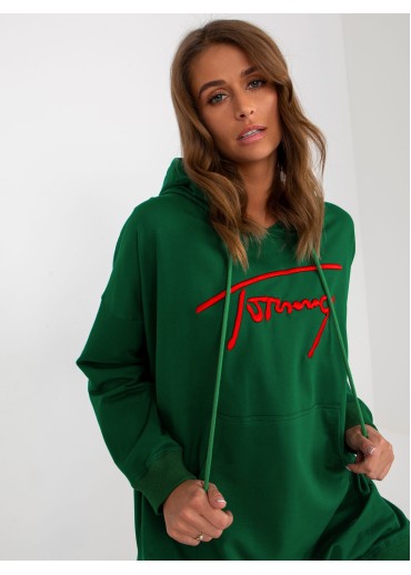 Tmavozelená mikina s kapucňou