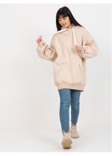 Béžovo hnedá predĺžená mikina