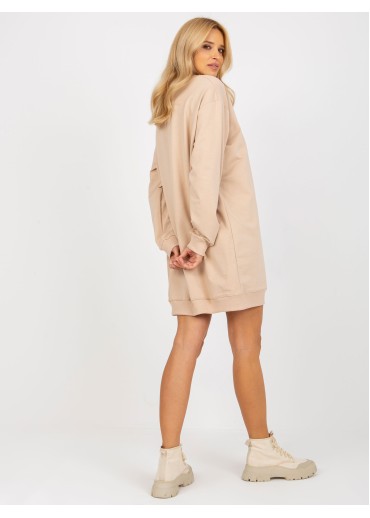 Béžovo hnedá mikinová tunika