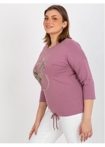 Tmavopúdrovo ružové tričko s potlačou vážka