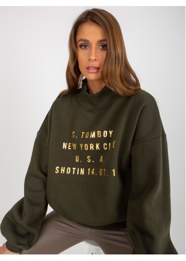 Khaki zelená mikina s potlačou