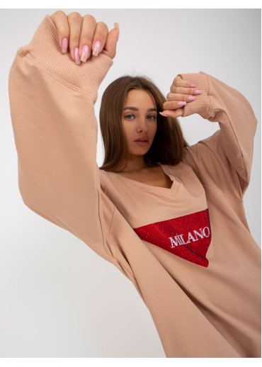Béžovo hnedá mikinová tunika Milano