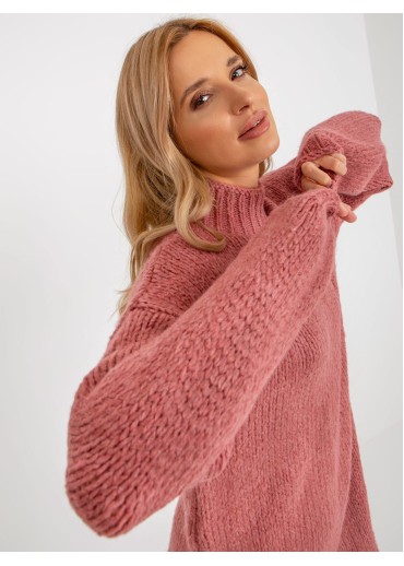 Tmavopúdrovo ružový dlhý sveter