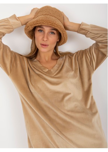 Béžovo hnedá zamatová tunika