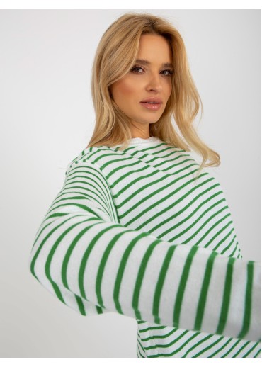 Neónovo zelený pruhovaný pulóver