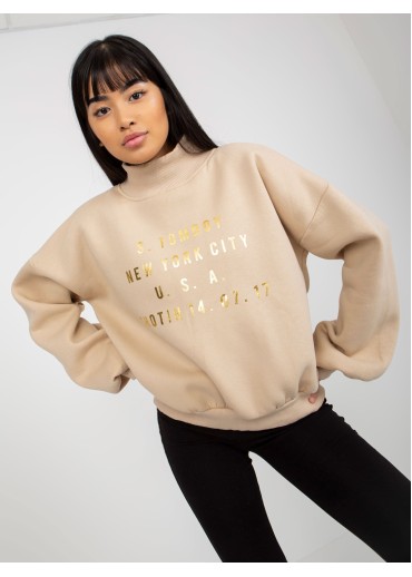 Béžovo hnedá mikina s potlačou