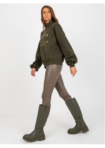 Khaki zelená mikina s potlačou