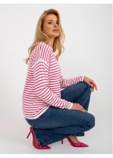 Ružový pruhovaný pulóver