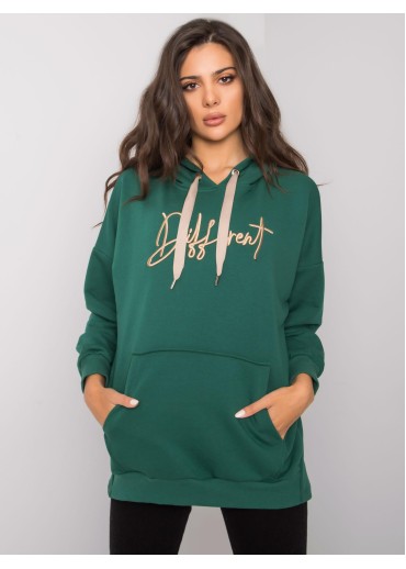 Tmavozelená mikina s kapucňou