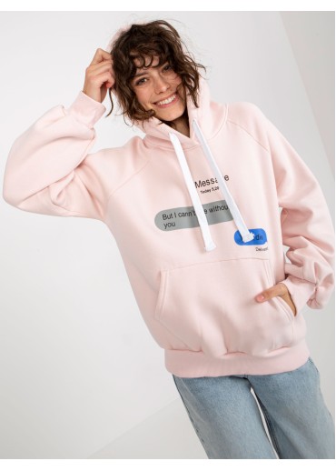 Púdrovo ružová mikina s kapucňou