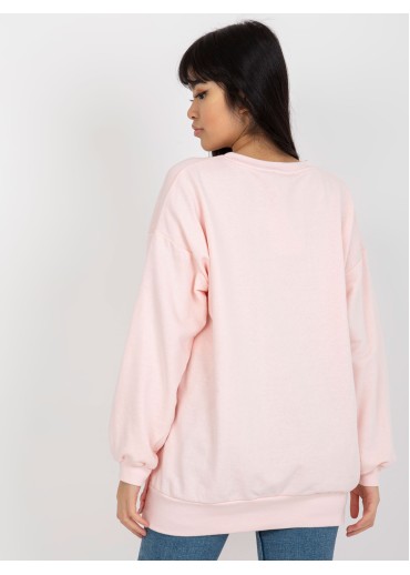 Púdrovo ružová predĺžená mikina