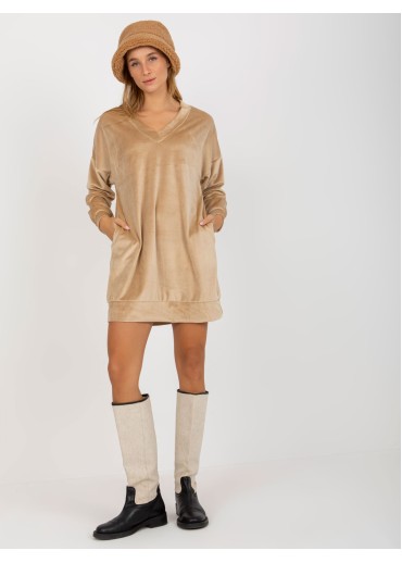 Béžovo hnedá zamatová tunika