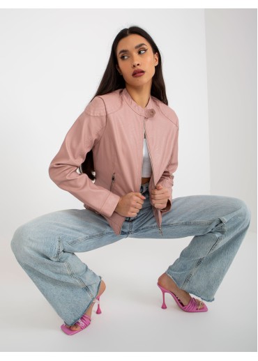 Púdrovo ružová koženková bunda