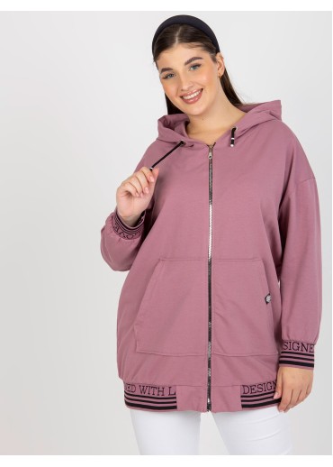 Tmavopúdrovo ružová mikina s kapucňou