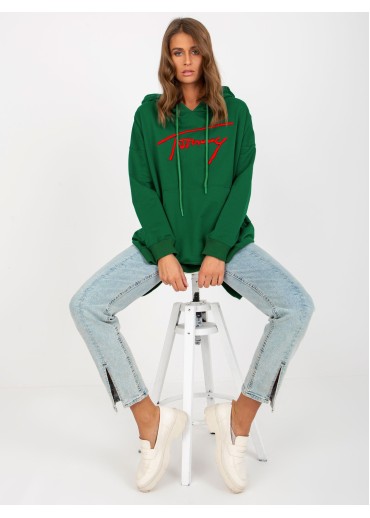 Tmavozelená mikina s kapucňou