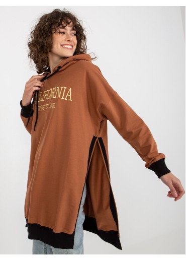 Hnedá mikinová tunika