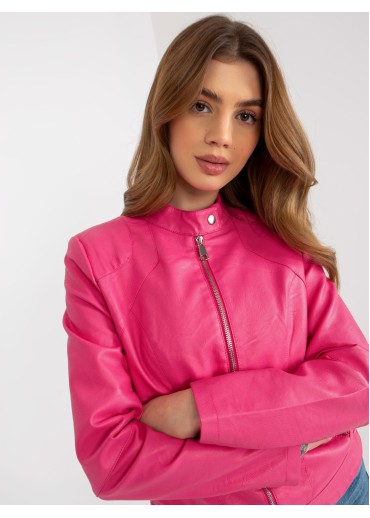Tmavopúdrovo ružová koženková bunda