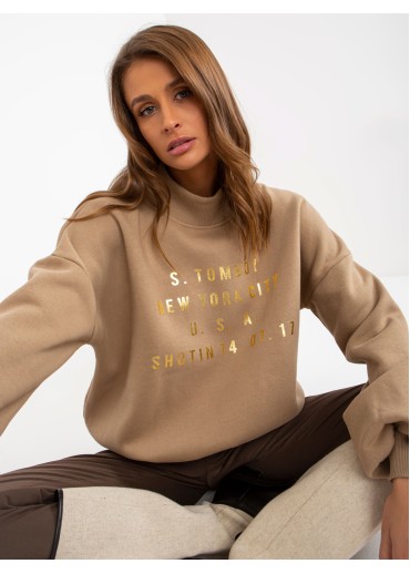 Béžovo hnedá mikina s potlačou