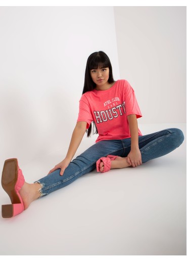 Neónovo ružové basic tričko s potlačou