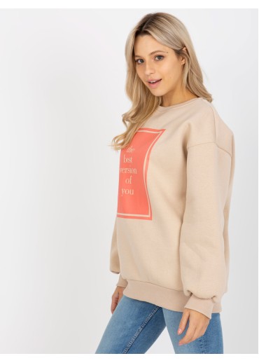 Béžovo hnedá mikina s potlačou