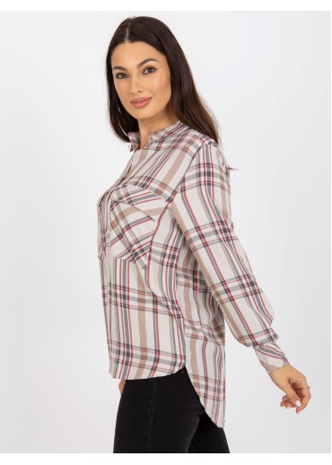 Béžovo hnedá károvaná blúzka