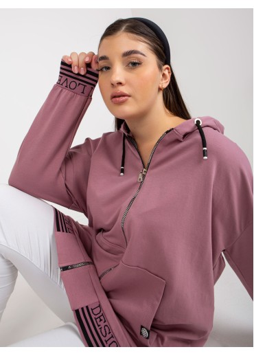 Tmavopúdrovo ružová mikina s kapucňou