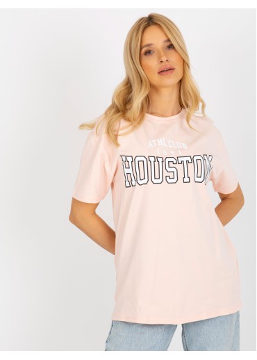 Broskyňovo ružové basic tričko s potlačou