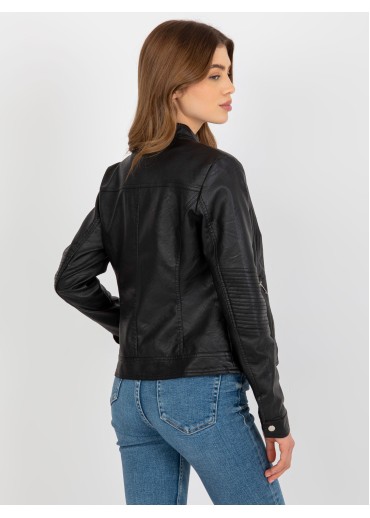 Čierna koženková bunda