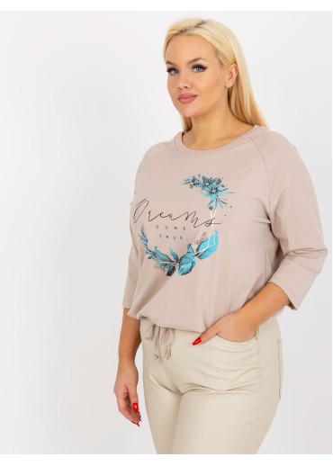 Béžovo hnedé tričko s potlačou