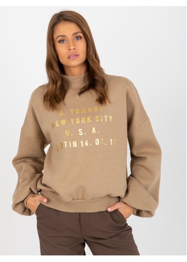 Béžovo hnedá mikina s potlačou