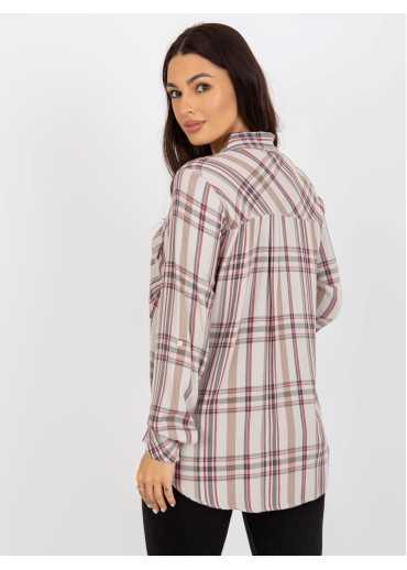 Béžovo hnedá károvaná blúzka